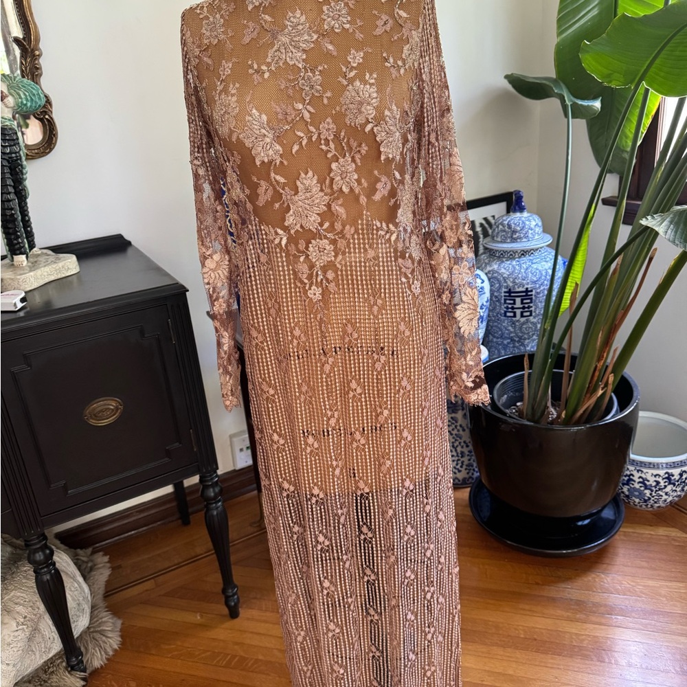 SOLD Vintage Elegant Lace & beaded Long Sleeve Dress
